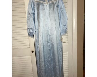 Vintage Lewis Frimel Nightgown Long Sleeve Lace Trim Blue NWT S Little House