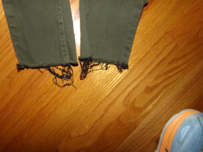 vintage Free People, legging à enfiler vert armée ourlets effilochés S EUC image 4