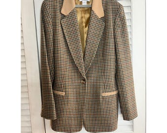 Pendleton vintage veste blazer à carreaux 100 % laine vierge beige marron vert taille 10