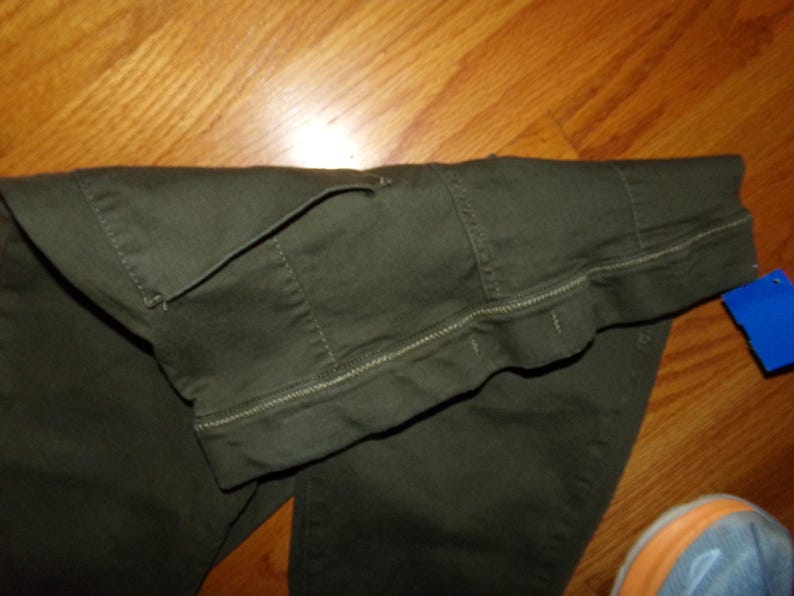 vintage Free People, legging à enfiler vert armée ourlets effilochés S EUC image 3