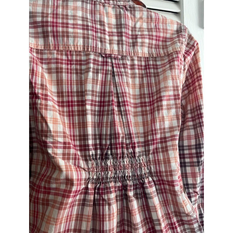 Vintage 80s Free People plaid 100% cotton tunic blouse back elastic size 6 image 5