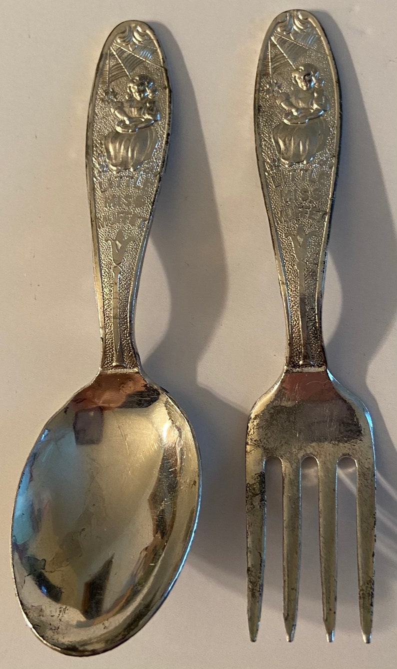 1930s Set of LITTLE MISS MUFFET Nursery Rhyme Child's Silverware Spoon