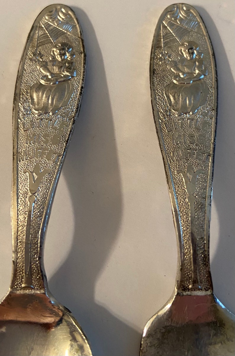 1930s Set of LITTLE MISS MUFFET Nursery Rhyme Child's Silverware Spoon