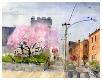 Philadelphia Corinthian Gardens, Friends of Eastern State Penitentiary Park, Clem DaVinci Watercolors, Philly Street Art, FESPP, Fairmount,