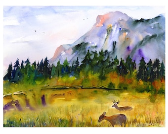 Yosemite Prints - California Wall Art - Yosemite National Park, Clem DaVinci - Watercolor paintings