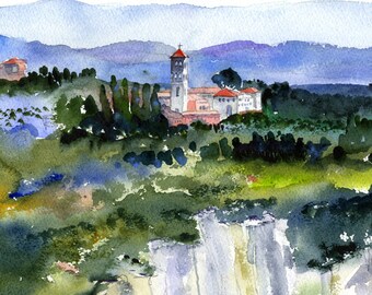 SPAIN, Monserrat, Spanish Landscape, Catalonia, Spain, Spanish Wall Art, Clem DaVinci Watercolors