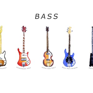 Bass Guitar Poster, Musical Instruments prints, Gifts for bass Guitarists, Abstract painting, Bassist Studio Artwork,