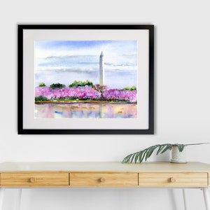 Cherry Trees Washington, DC Clem DaVinci Watercolors Washington Monument image 3