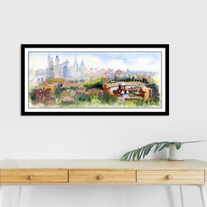 Philadelphia Skyline Wall Art, Philly Skyline Watercolor, Philadelphia Abstract Paintings, Franklin Field Clem DaVinci Watercolors image 2
