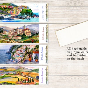 Bookmarks Of Italy, Tour of Italy Bookmarks,  watercolor bookmarks, Gifts for Book lovers,  Clem DaVinci Watercolors