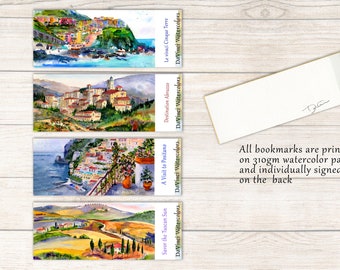 Bookmarks Of Italy, Tour of Italy Bookmarks,  watercolor bookmarks, Gifts for Book lovers,  Clem DaVinci Watercolors