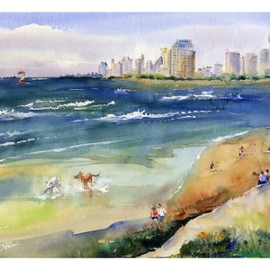 Tel Aviv Israel Watercolor Painting Israeli wall art Israel Watercolor Print Israel Art Watercolor Landscape Paintings Clem DaVinci