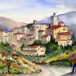 ITALY Prints, Abruzzo Italy Watercolor Landscape Italian Wall Art, Italy Paintings Abstract  Clem DaVinci 5x7 prints of Italian Landscapes