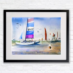 Framed Jersey Shore beach scene wall art