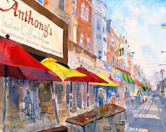 Philadelphia Italian Market Watercolor Art Print (Instant Download)