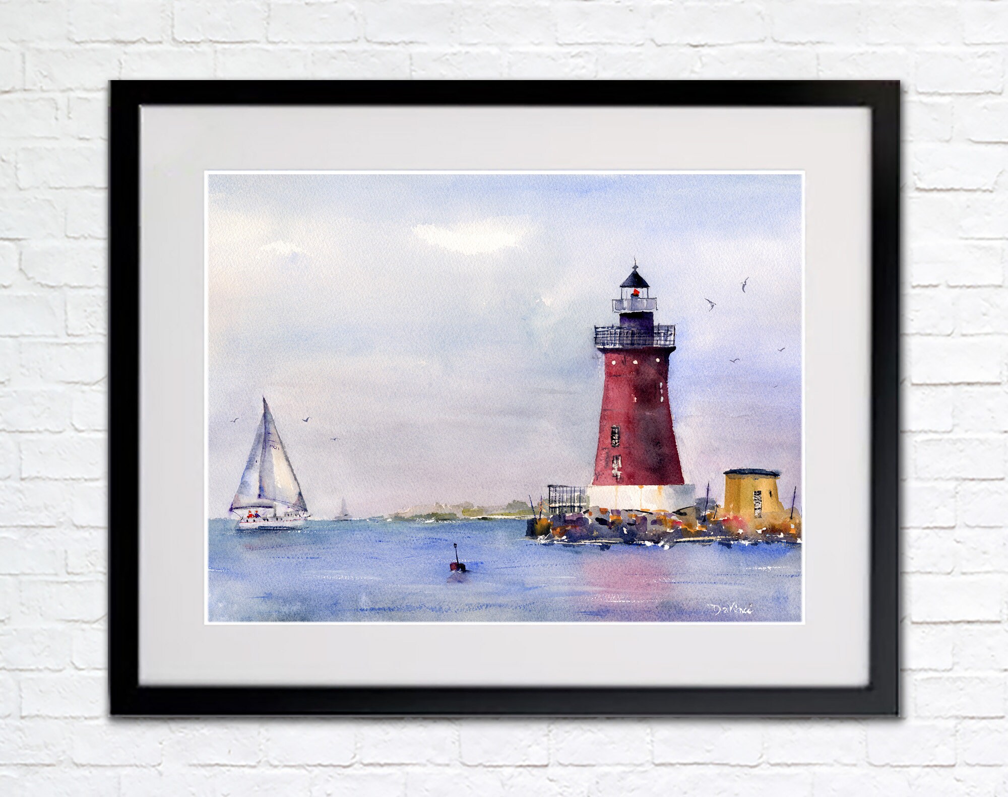 Lewes Lighthouse - Watercolor - Nautical Wall Art - Delaware Beaches ...