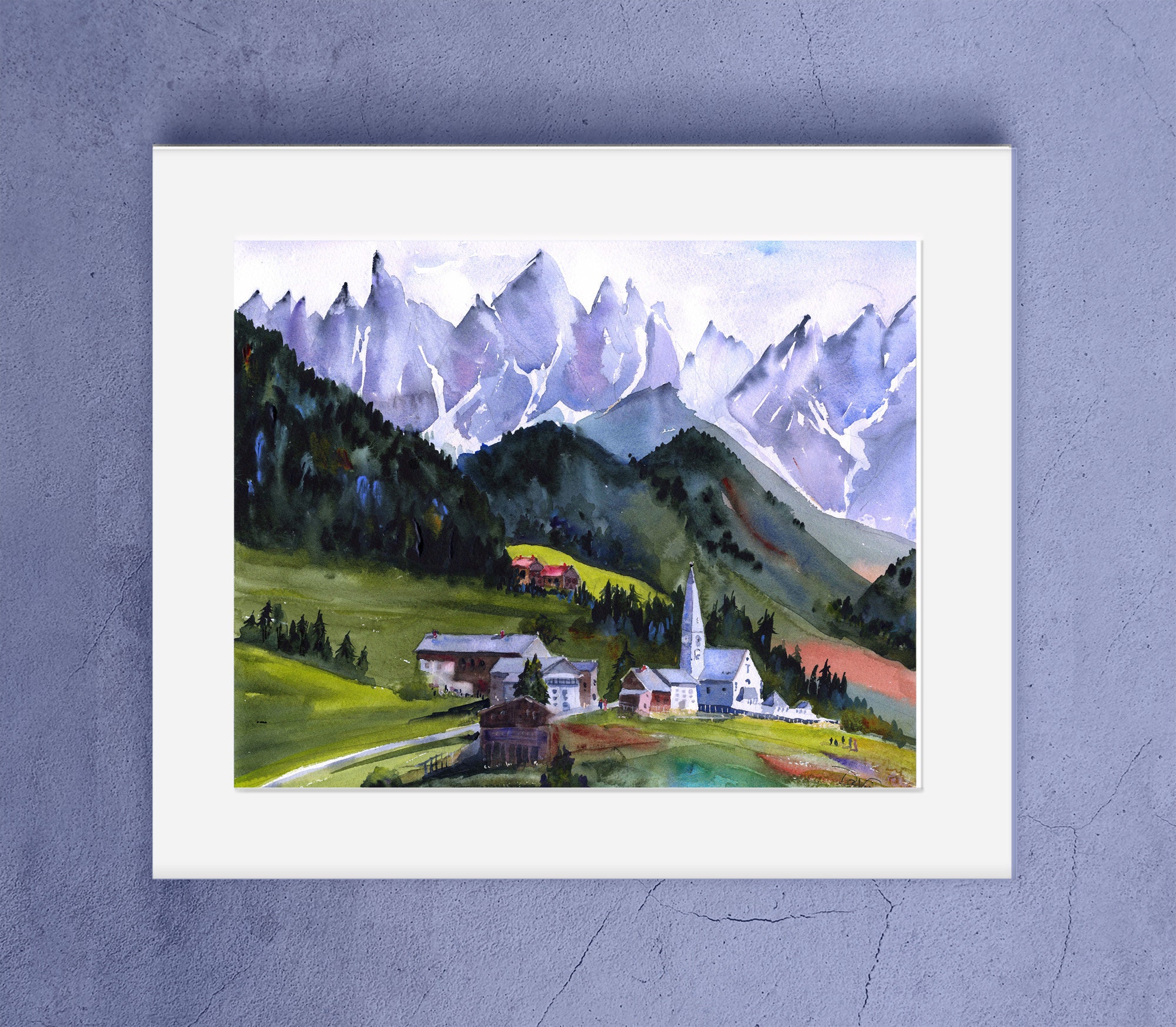 Italian Alps Watercolor Print, Santa Maddalena, St. Magdalena Village and  Church, Italian Dolomites Wall Art, Italy Abstract Wall Decor, - Etsy