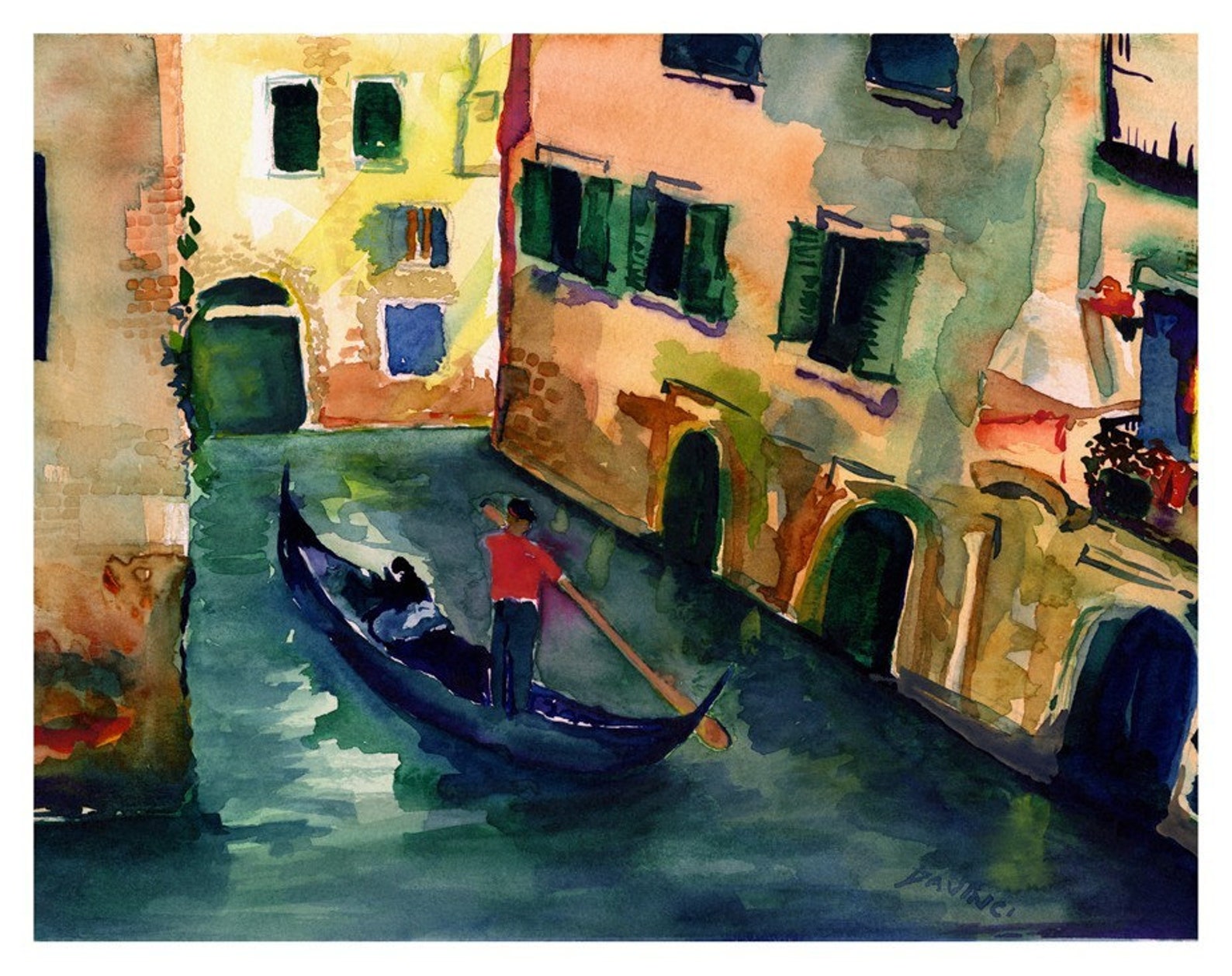 VENICE Watercolor Wall Art Italy Art Print Italian Landscape Etsy
