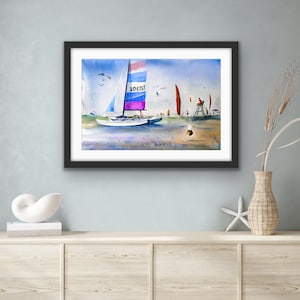 Dipinto ad acquerello di Diamond Beach: Wildwood, New Jersey, stampa artistica della costa del Jersey immagine 1