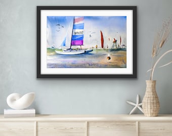 Diamond Beach Aquarell Bild: Wildwood New Jersey, Jersey Shore Kunstdruck