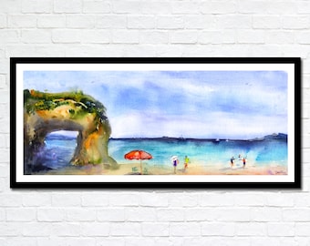 Miyakojima Watercolor - Impossible Archway - Sunayama beach Miyako Islands - Clem DaVinci Watercolores