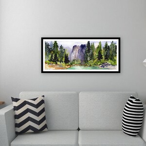 Yosemite Watercolor Print Landscape Watercolor Cathedral - Etsy