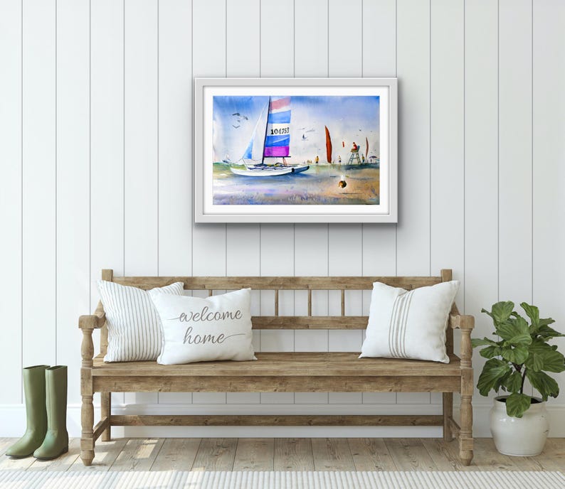 Dipinto ad acquerello di Diamond Beach: Wildwood, New Jersey, stampa artistica della costa del Jersey immagine 7