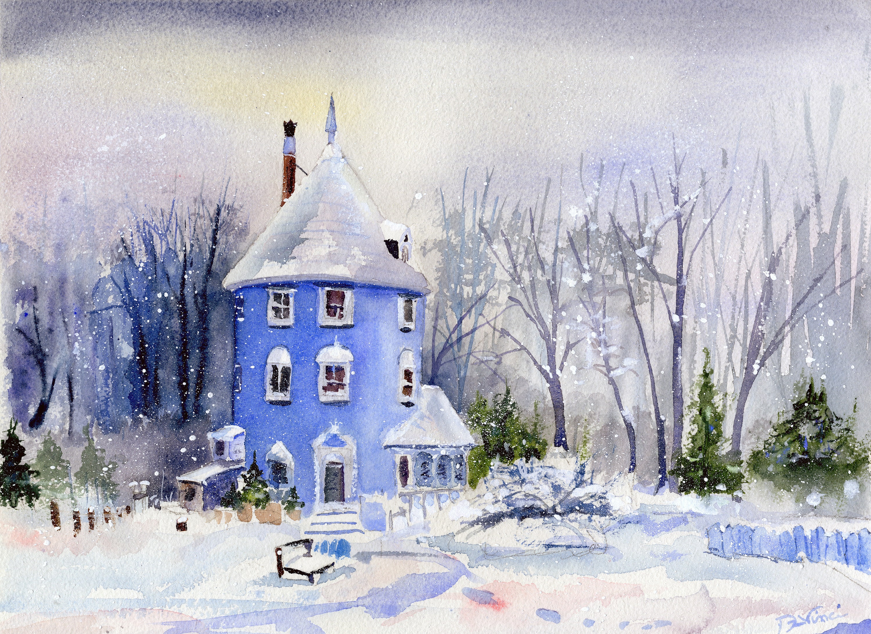 Naantali, Finland, Turku, Clem Davinci, Watercolors, Abstract Art