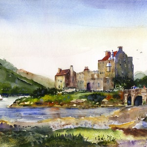 Scotland Landscape,  Castle Eilean Donan, Scotland Wall Art, Scottish Wall Decor prints, Scotland Painting, Scottish Countryside