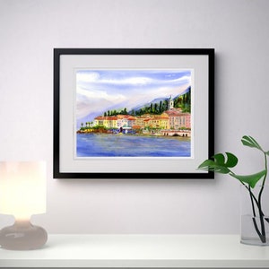 Bellagio Lake Como Italy Watercolor Landscape Italian Lake Prints of Bellagio on Lake Como Italy Wall Decor Italy Watercolor prints image 7