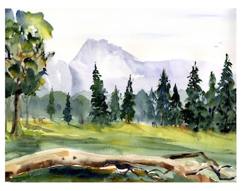 Yosemite Wall Art - Watercolor Prints - Half Dome - Yosemite National Park - California paintings - Clem DaVinci