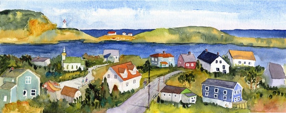 トリニティ・ニューファンドランド水彩画、カナダ沿岸風景画 - Etsy 日本