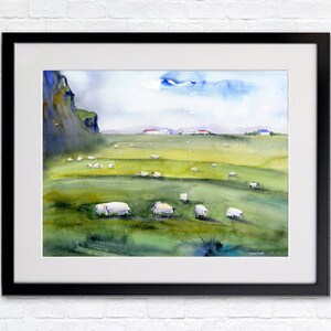 ICELAND South Shore Golden Circle Watercolor Prints Sheep Wall Art Sheep of Iceland Clem DaVinci Watercolors 16x20 inches