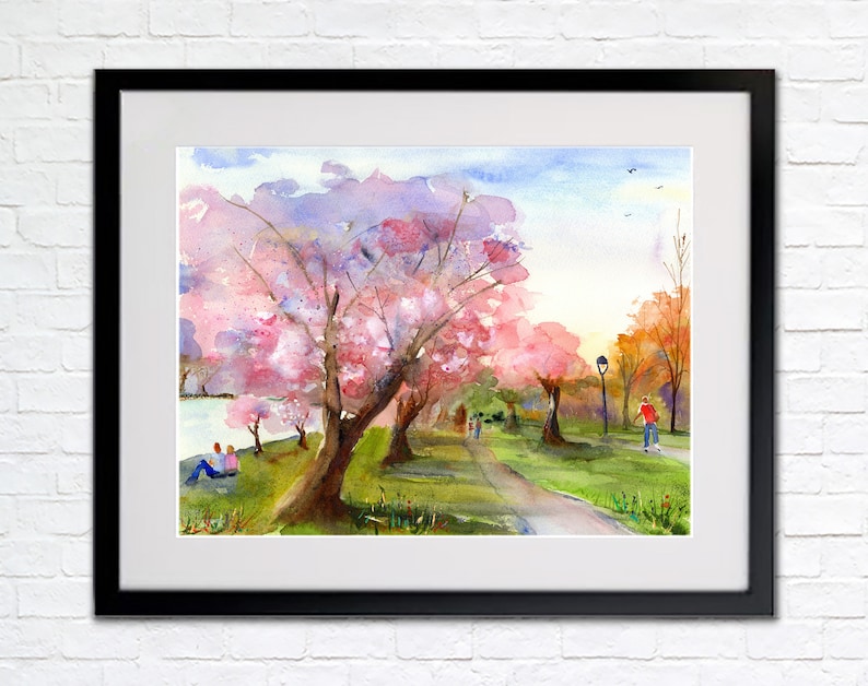 Philadelphia Kelly Drive Watercolor Philly Wall Art Prints of Philadelphia Philly Prints Clem DaVinci Watercolors 12x16w/Mat&Frm16x20 inches