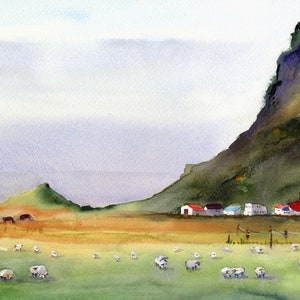 ICELAND South Shore Golden Circle Watercolor Prints, Sheep Wall Art,  Icelandic Sheep Abstract of Iceland - Clem DaVinci Watercolors