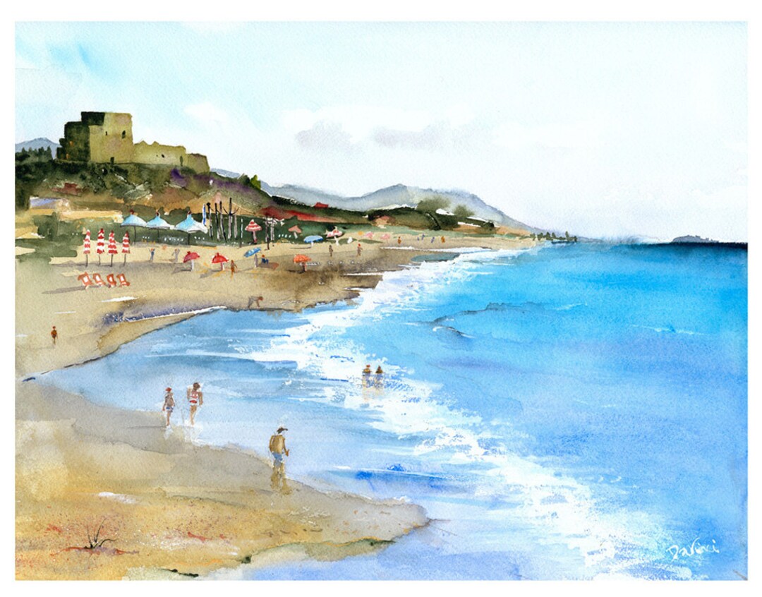 Calabria, Scalea, Italy, Art Prints, Watercolor, Abstract Wall Art