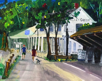 VALLEY GREEN - Philadelphia Wall Art - Watercolor Landscape - Clem DaVinci Watercolors - Fairmount Park - Wissahickon Valley
