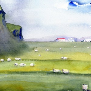 ICELAND South Shore Golden Circle Watercolor Prints Sheep Wall Art Sheep of Iceland Clem DaVinci Watercolors image 10