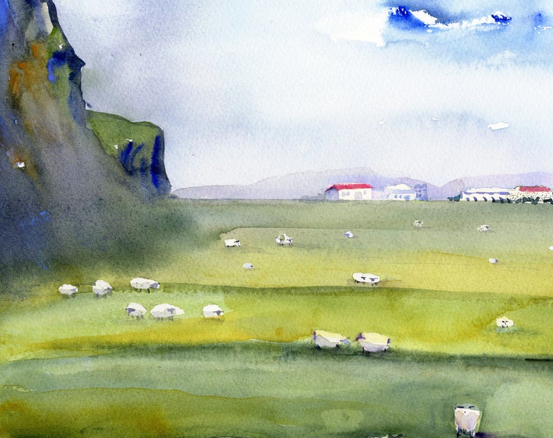 ICELAND South Shore Golden Circle Watercolor Prints Sheep Wall Art Sheep of Iceland Clem DaVinci Watercolors image 10