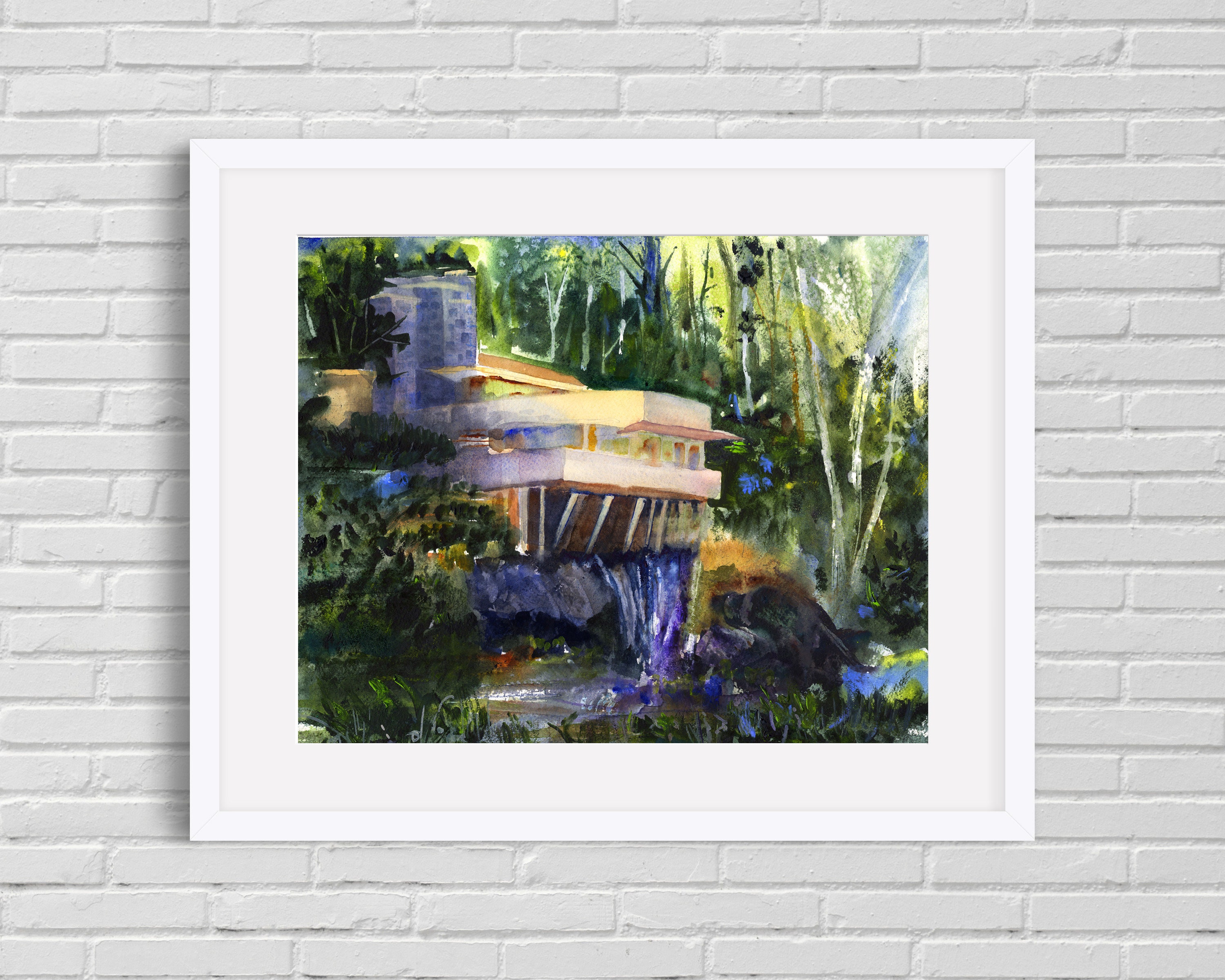 Frank Lloyd Wright 落水荘絵画 Frank Lloyd Wright 落水荘絵画 PRINT- Fallingwater House