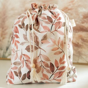 Draw string project bag for knitting and crocheting - size L with divided pockets