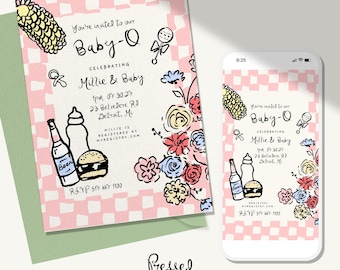 Sjabloon uitnodiging babyshower - Baby - Q Barbeque Baby Celebration - sjabloon afdrukbaar en Evite