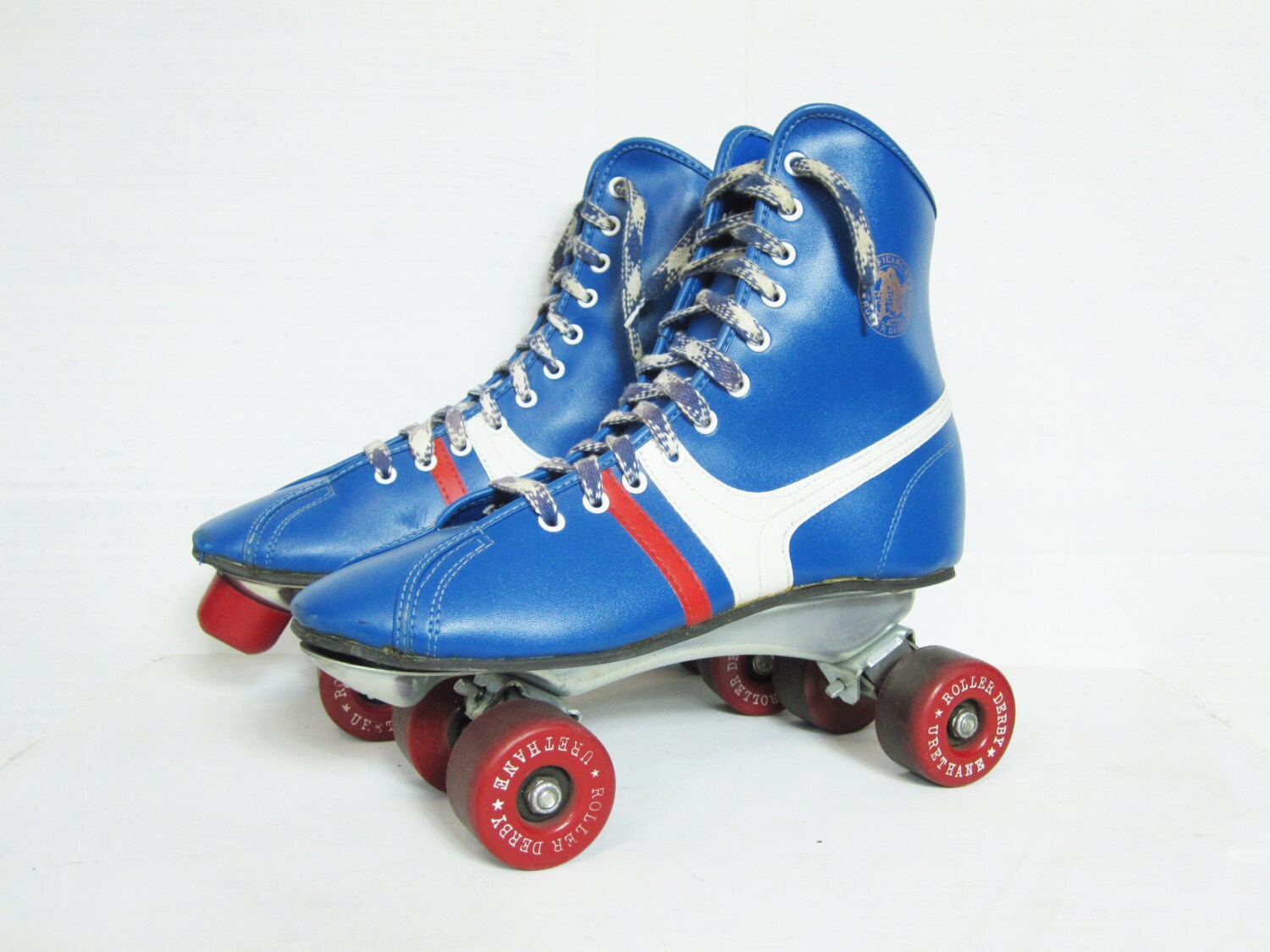 Vintage roller skates official Roller Derby skates blue red Etsy