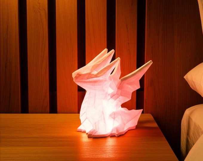 Low Poly Dragon Night Light, 3D Printed Geometric Dragon Lamp, LED Desk Decor, Fantasy Nursery Decor, Dragon Gift, Origami Style