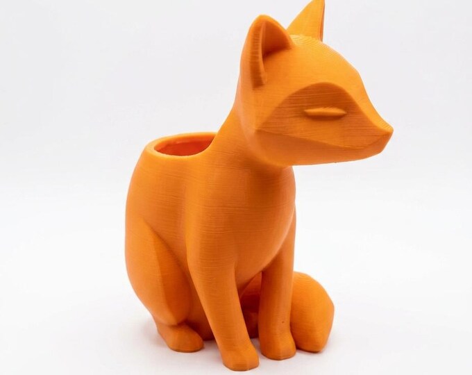 Fox Succulent Planter – Kawaii Animal Desk Decor, Small Plant Pot, 3D Printed