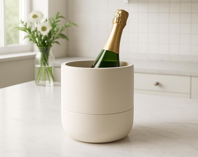 3D Printed Wine Chiller Bucket | Sustainable Sealed Watertight Bottle Cooler | Lightweight Minimalist Barware Gift