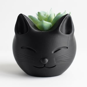 Cat Succulent Planter – Kawaii Mini Plant Pot with Optional Drainage Hole, Desk Plant Holder, Cat Lover Gift, Cute Home Decor