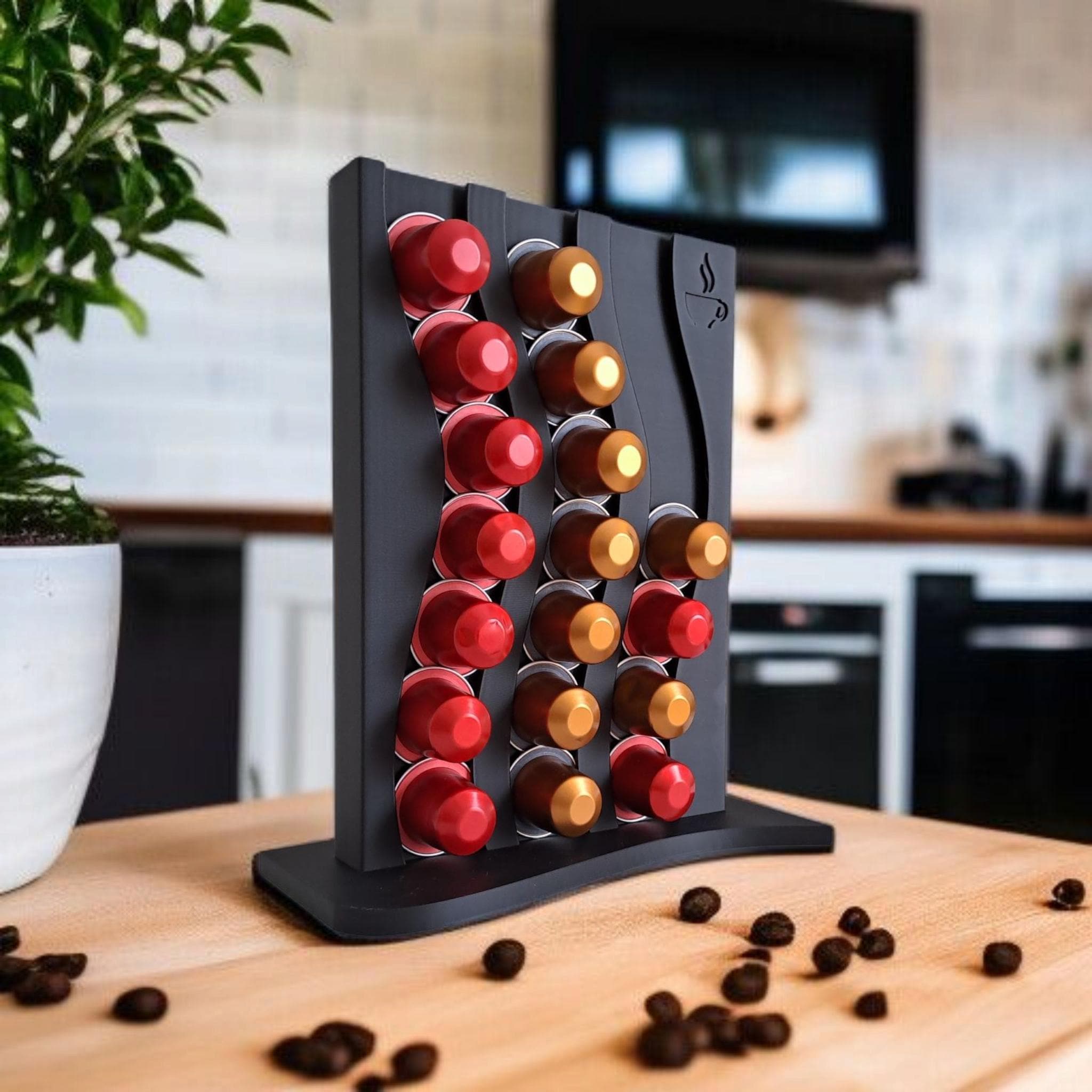 Modern Nespresso Capsule Holder, Coffee Organizer for 21 Pods, Minimalist Kitchen Counter Decor, Stylish Coffee Storage Rack for Coffee