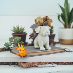 Dog Vase Planter | Puppy Flower Pot for Succulents and Cacti | Small Watertight Animal Decor Gift for Dog Lovers and Plant Enthusiasts