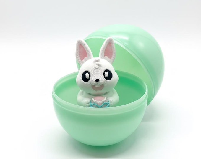 Easter Egg Hunt Surprise Bunny – 3D Printed Flexi Bunny Inside Pastel Egg, Kids Easter Gift, Easter Basket Filler Toy